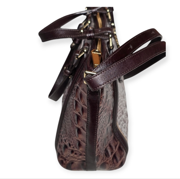 Brahmin Mini Asher Quill Greco Croc Leather Bag Wallet Set Auth Card - Picture 3 of 16